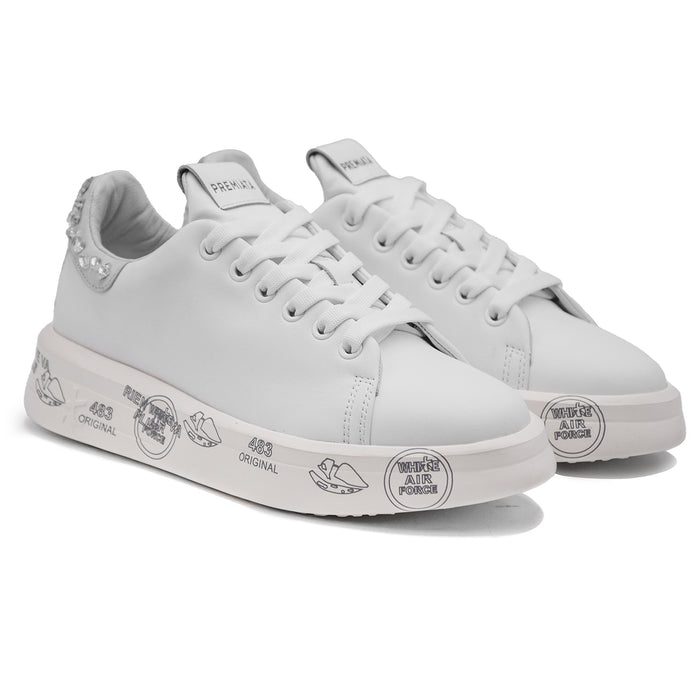 Premiata Sneakers Donna Belle 6712 Bianco Abbellimento Posteriore