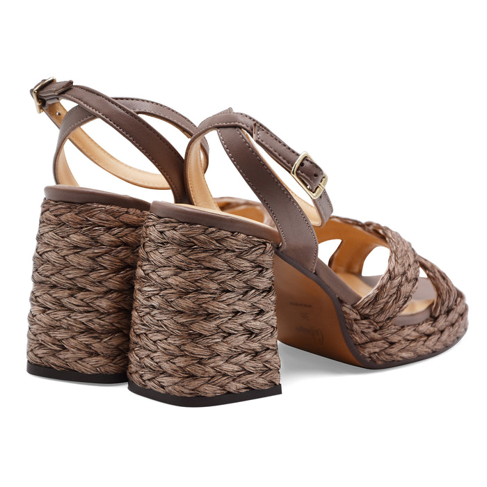 Sandali Castañer Donna VALERIETTE/258 Rafia A Intreccio Marrone
