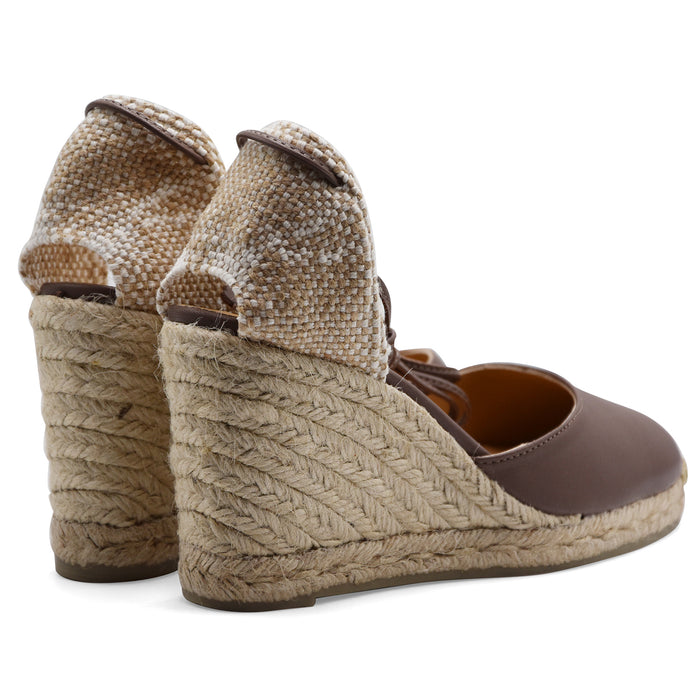 Castañer Donna Sandali Pelle Marrone Con Laccio Alla Caviglia