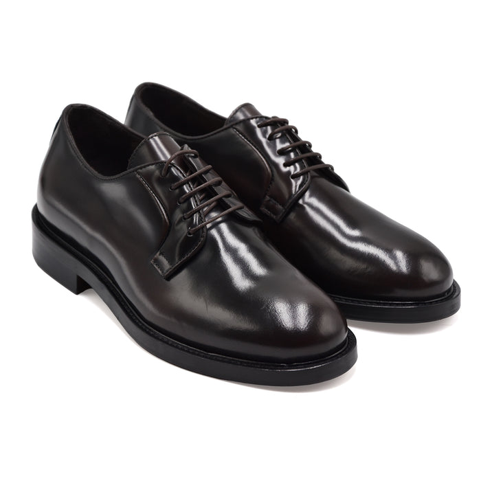 Allacciata Derby Uomo Derby Saxone 044 In Pelle Marrone Lucida