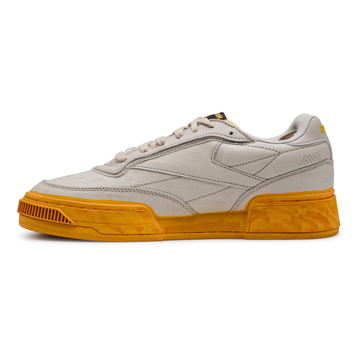 Sneakers Reebok Uomo Pelle Bianco Vintage Suola Gialla Club C Ltd