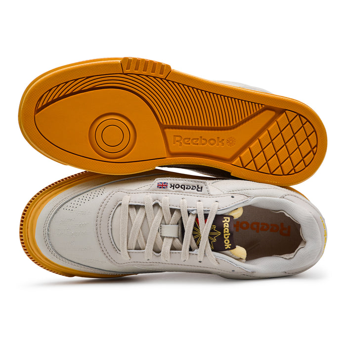 Sneakers Reebok Uomo Pelle Bianco Vintage Suola Gialla Club C Ltd