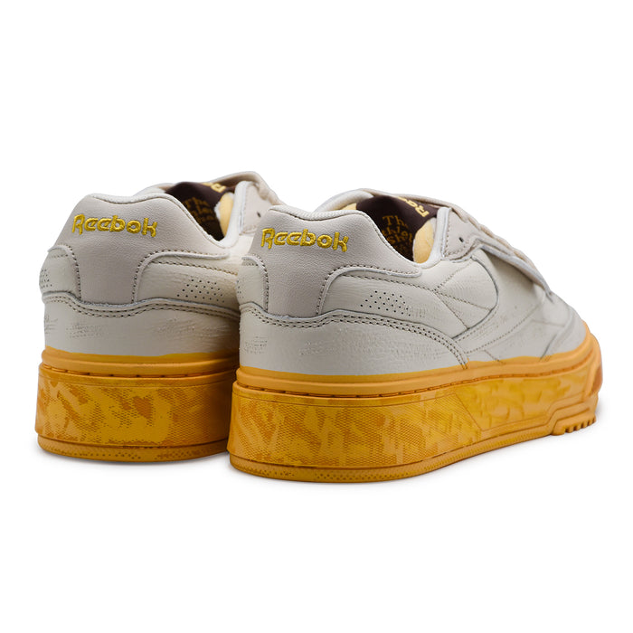 Sneakers Reebok Uomo Pelle Bianco Vintage Suola Gialla Club C Ltd