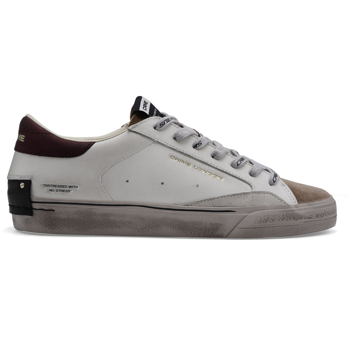 Sneakers Crime London Distressed 2.0 Uomo Mulberry Pelle Bianca