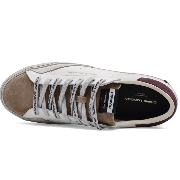 Sneakers Crime London Distressed 2.0 Uomo Mulberry Pelle Bianca