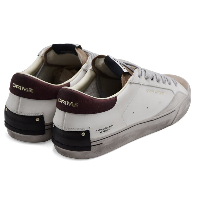 Sneakers Crime London Distressed 2.0 Uomo Mulberry Pelle Bianca