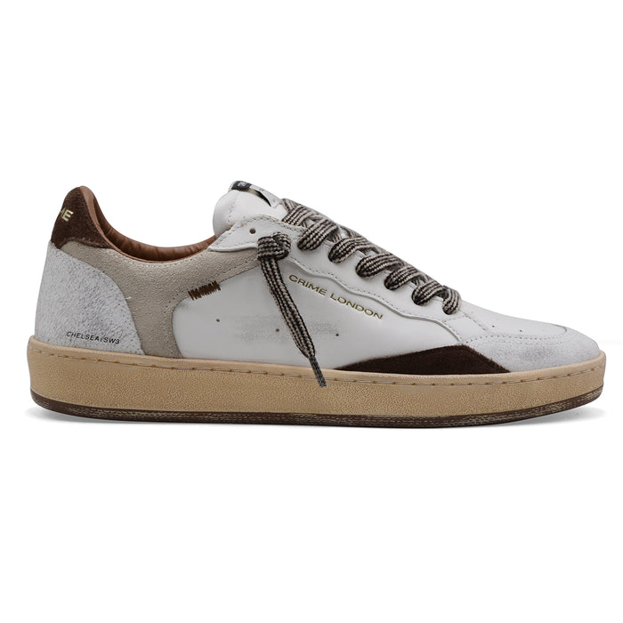 Sneakers Crime London Chelsea Uomo Pelle Suede Bianco Marrone