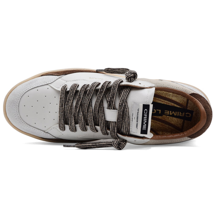 Sneakers Crime London Chelsea Uomo Pelle Suede Bianco Marrone