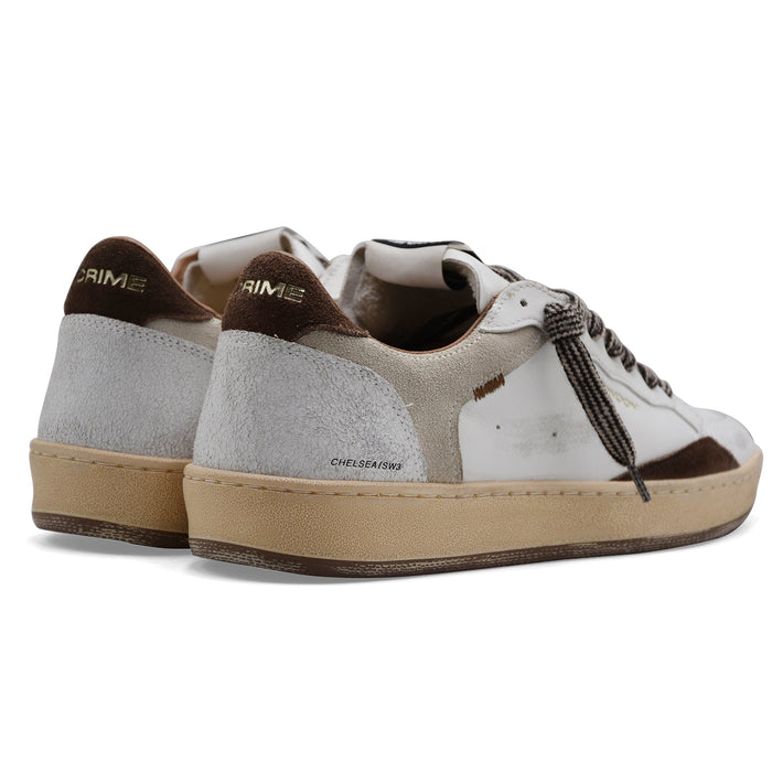 Sneakers Crime London Chelsea Uomo Pelle Suede Bianco Marrone