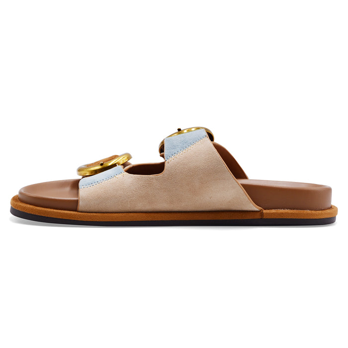 Noa Harmon Sandali Donna AVELINE In Camoscio Beige E Tabacco