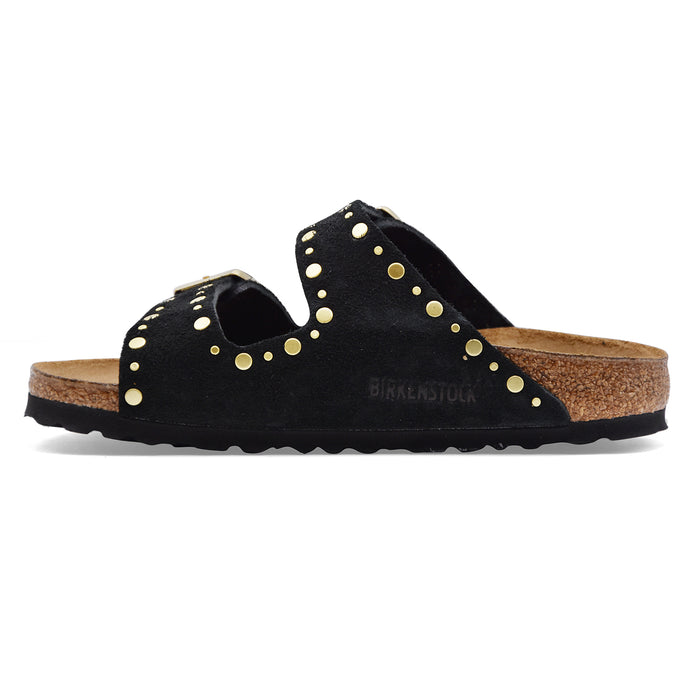Sandali Birkenstock Donna Arizona Rivet Border Nero Due Fibbie