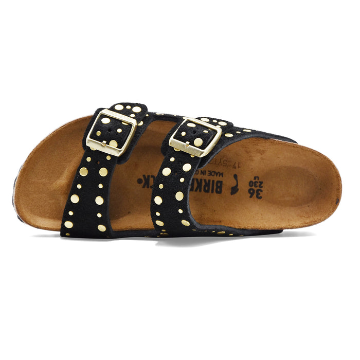 Sandali Birkenstock Donna Arizona Rivet Border Nero Due Fibbie