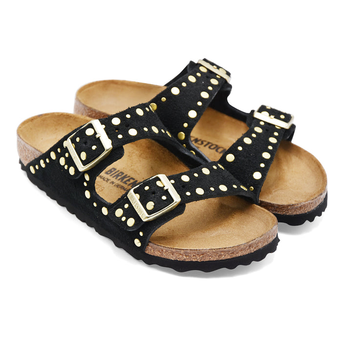 Sandali Birkenstock Donna Arizona Rivet Border Nero Due Fibbie