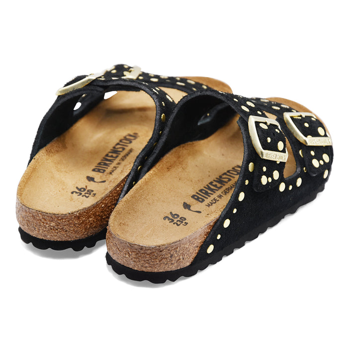 Sandali Birkenstock Donna Arizona Rivet Border Nero Due Fibbie
