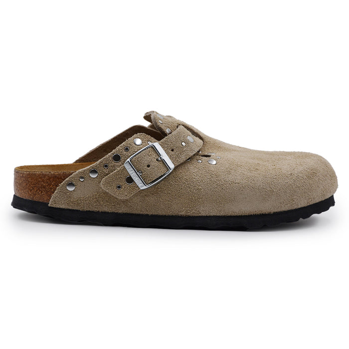 Sabot Birkenstock Boston Donna Rivet Applicati Camoscio Beige