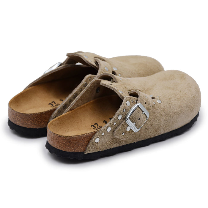 Sabot Birkenstock Boston Donna Rivet Applicati Camoscio Beige