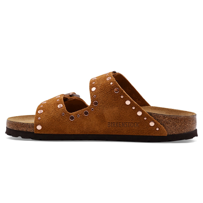 Birkenstock Arizona Women's Sandals Suede Mink with Applied Rivets