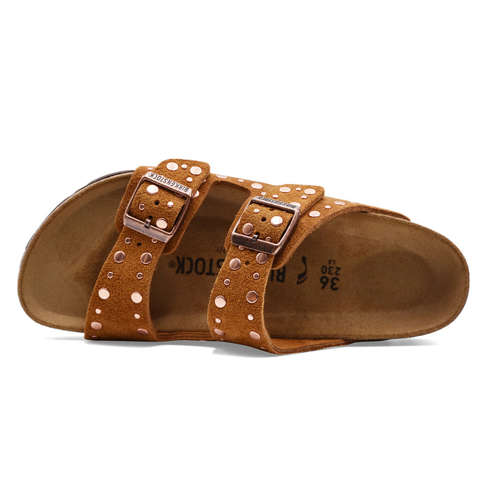 Birkenstock Arizona Women's Sandals Suede Mink with Applied Rivets