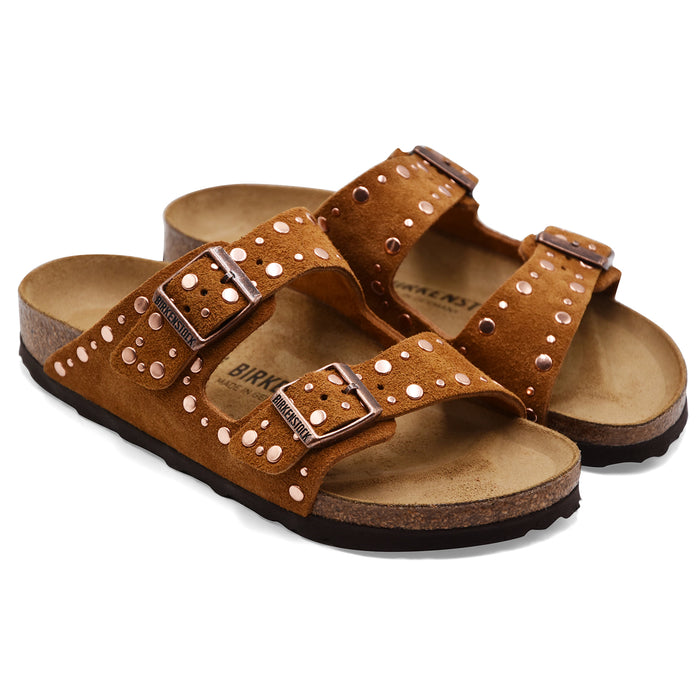 Birkenstock Arizona Women's Sandals Suede Mink with Applied Rivets