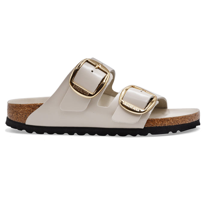 Birkenstock Donna Sandali Pelle Bianco Lucente Arizona Big Buckle