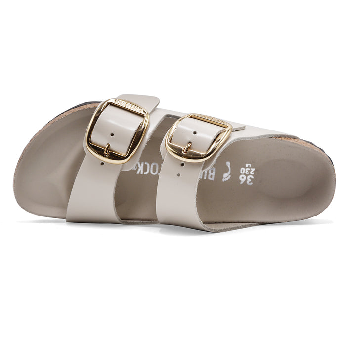 Birkenstock Donna Sandali Pelle Bianco Lucente Arizona Big Buckle