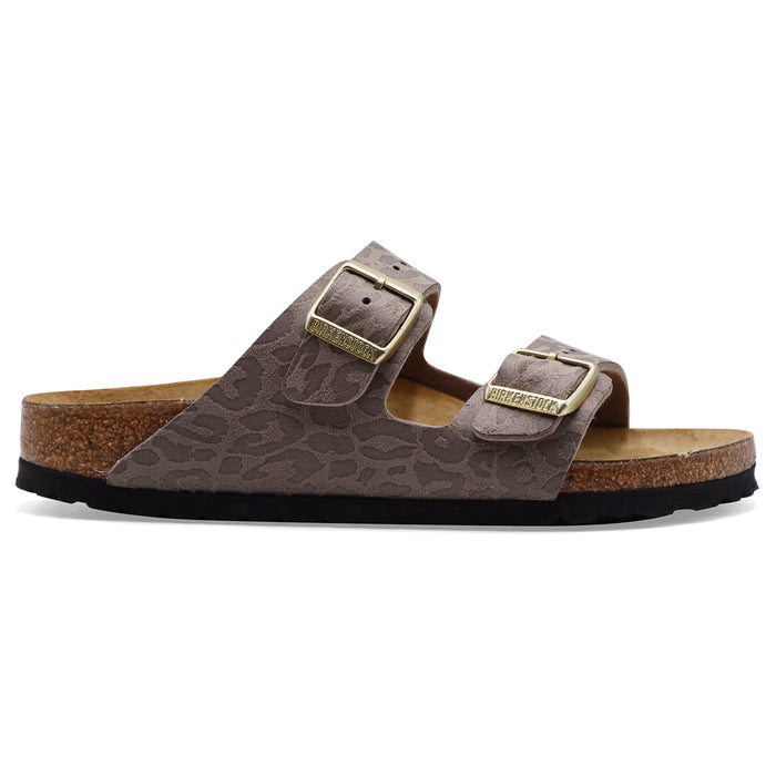 Sandali Donna Birkenstock Arizona Leo Gray Taupe Suola In EVA