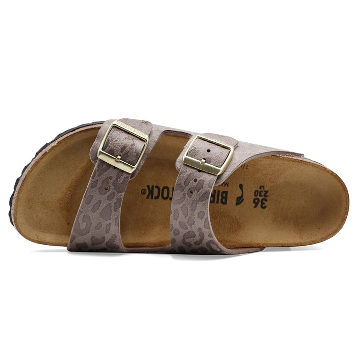Sandali Donna Birkenstock Arizona Leo Gray Taupe Suola In EVA