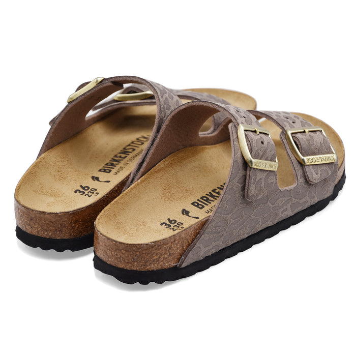 Sandali Donna Birkenstock Arizona Leo Gray Taupe Suola In EVA