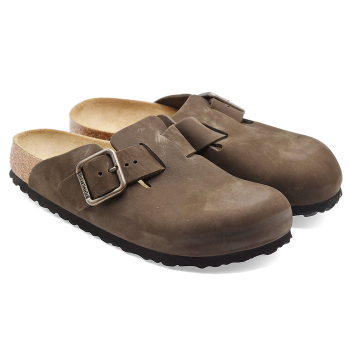 Birkenstock Sabot Uomo Boston Wire Buckle Vero Nabuck Marrone