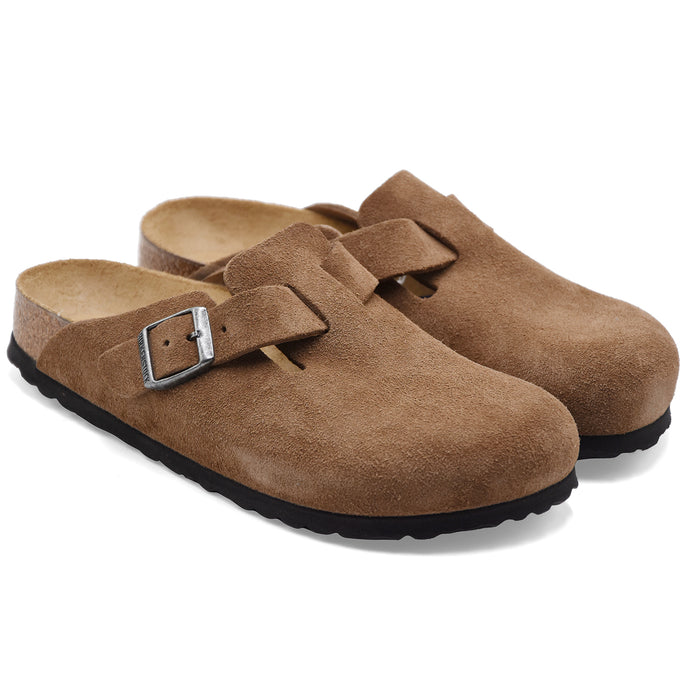 Sabot Donna Birkenstock Boston BS Dark Tea In Camoscio Marrone
