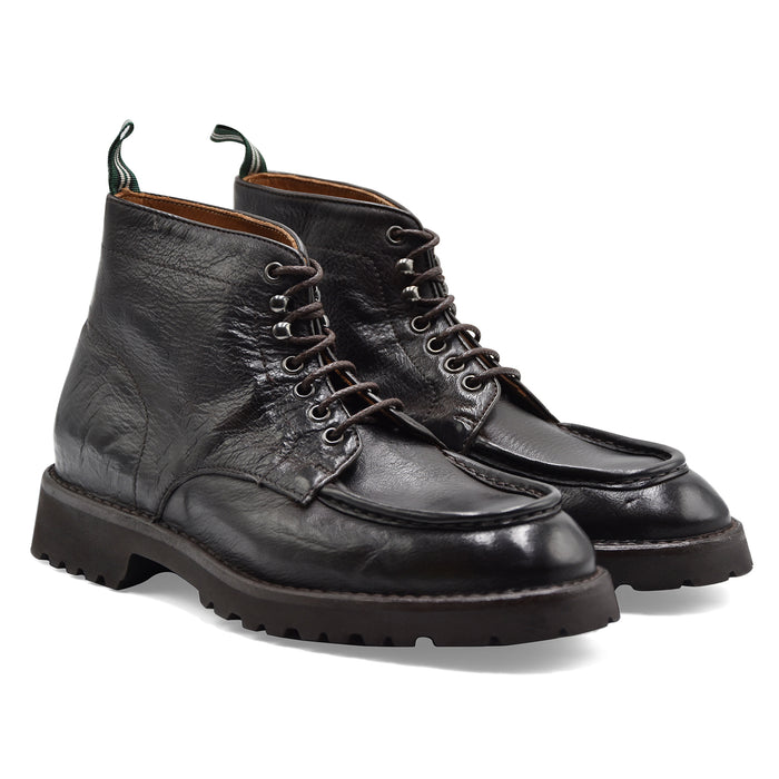 Anfibi Green George Uomo 1038 In Pelle Marrone Effetto Vintage