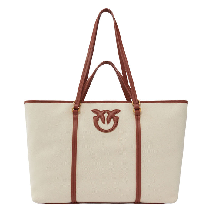 Borsa Donna Maxi Shopper Pinko Miranda Canvas Dettagli Iconici