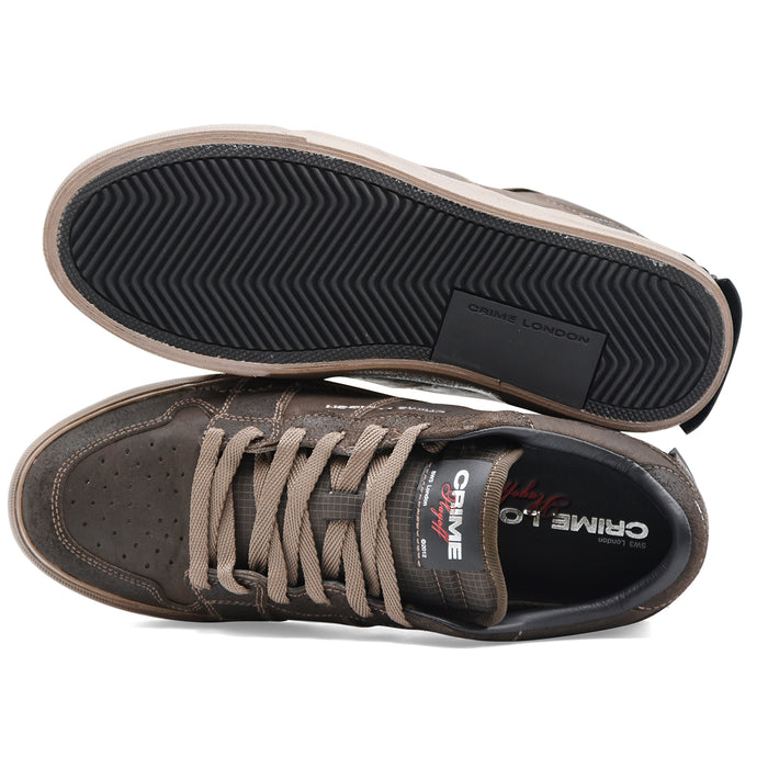 Sneakers Crime London Playoff Uomo Suede Marrone Made In Italy