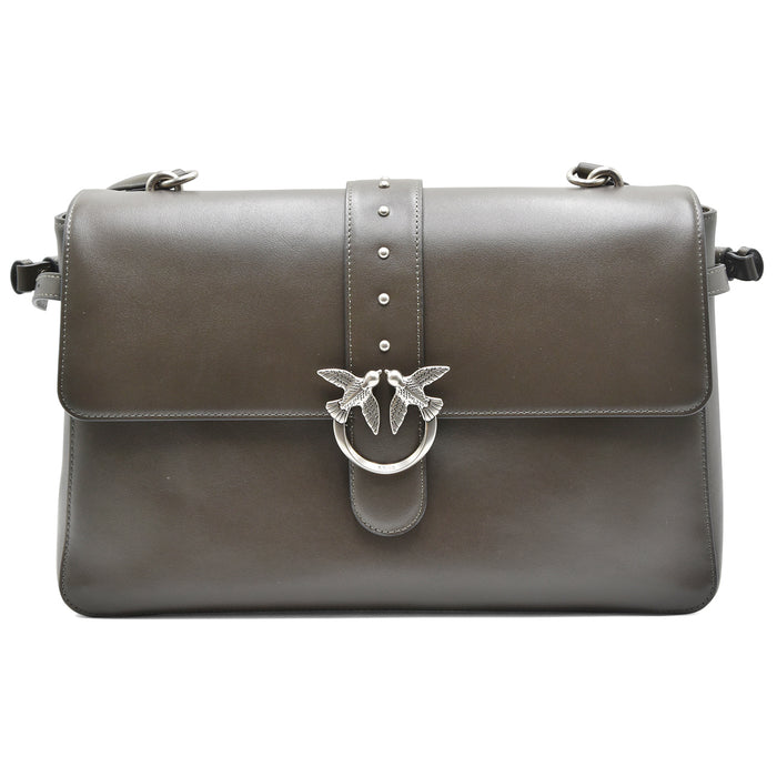 Pinko Women's Mud-Colored Leather Love One Extra Slouchy Bag