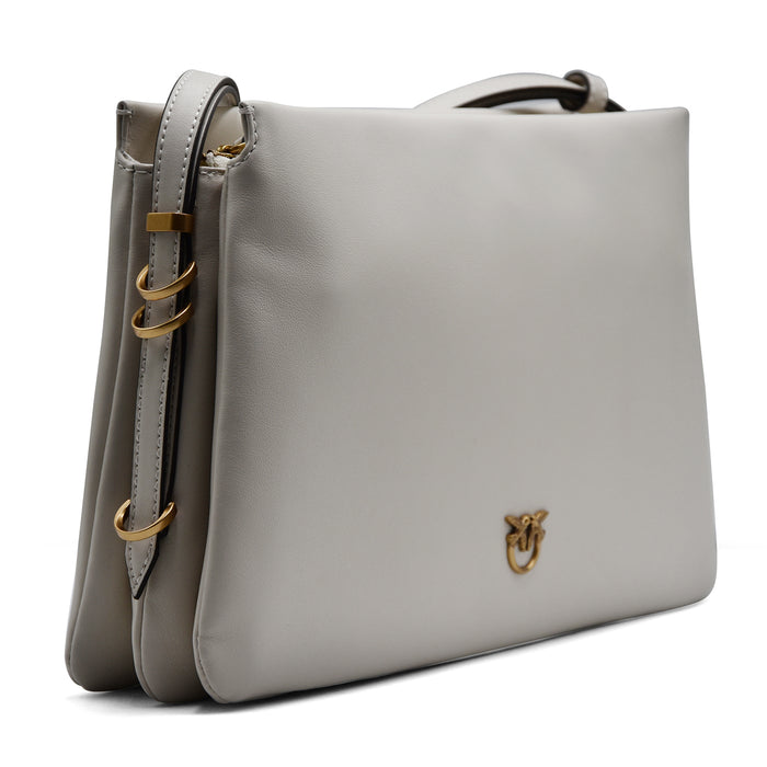 Pinko Women's Triplet Bag in Silk White Leather with Gold Details