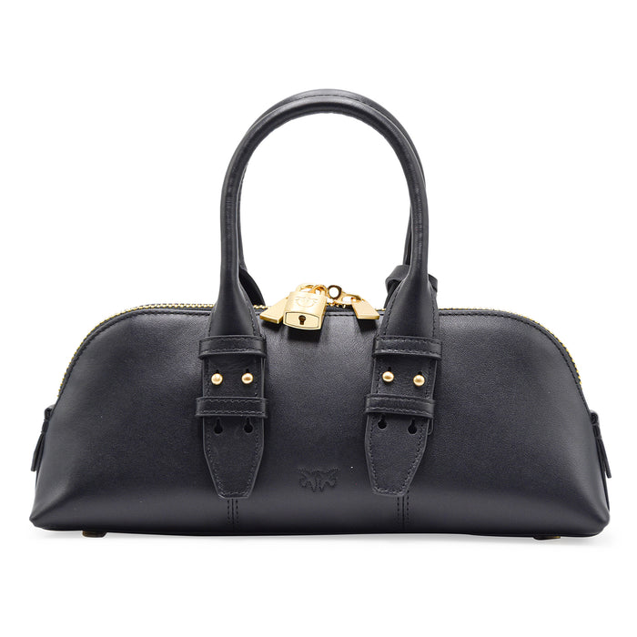 Borsa Pinko Donna Bowling Baguette Nero Con Lucchetto Decorativo