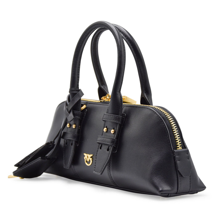 Borsa Pinko Donna Bowling Baguette Nero Con Lucchetto Decorativo