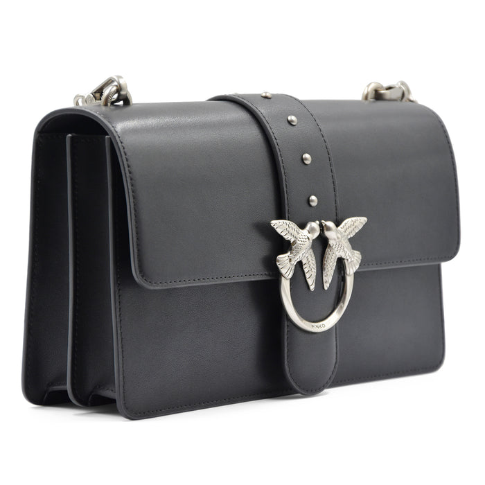 Borsa Pinko Love One Classic Donna Stile Iconico Logo Silver