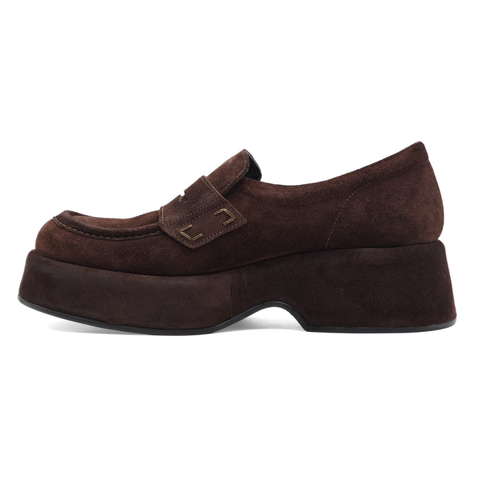 Pons Quintana Women's Flipper Loafers in Brown Suede
