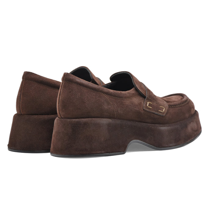Pons Quintana Women's Flipper Loafers in Brown Suede
