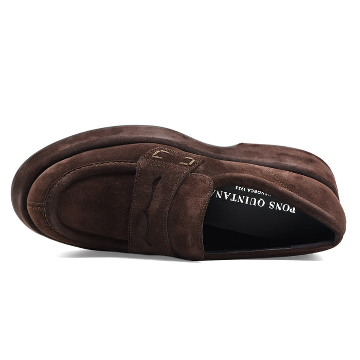 Pons Quintana Women's Flipper Loafers in Brown Suede