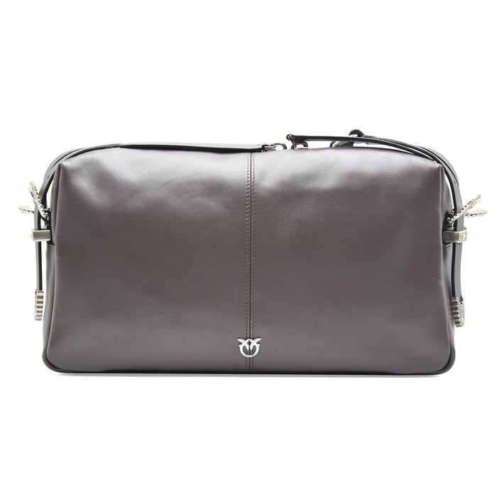 Borsa Donna Pinko Keeper Medium Rettangolare Pelle Biker Marrone