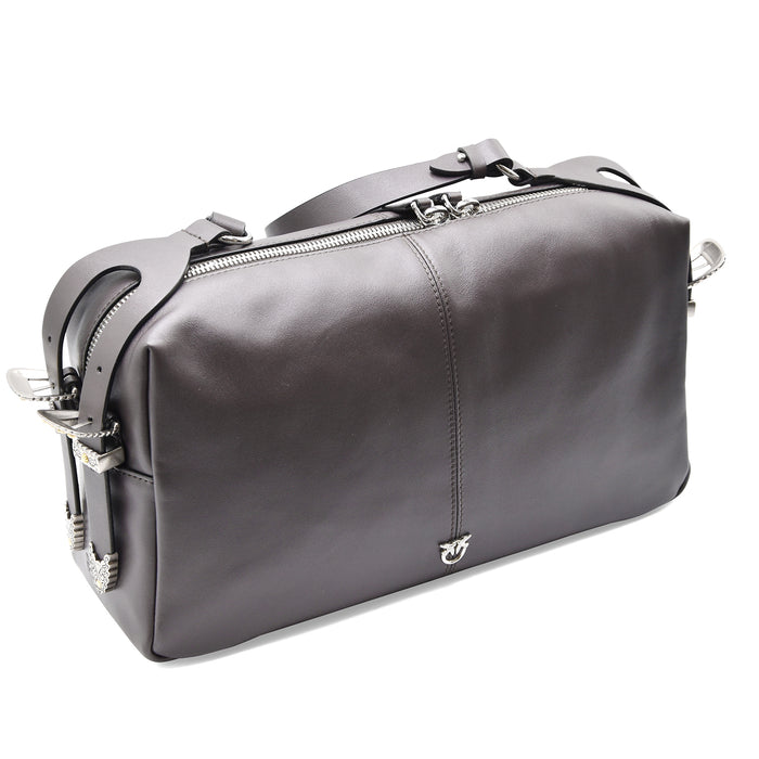 Borsa Donna Pinko Keeper Medium Rettangolare Pelle Biker Marrone