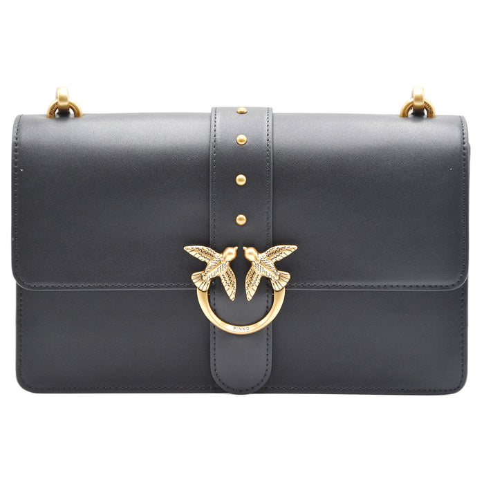 Borsa Donna Pinko Love One Classic Nero Antique Gold Morbida