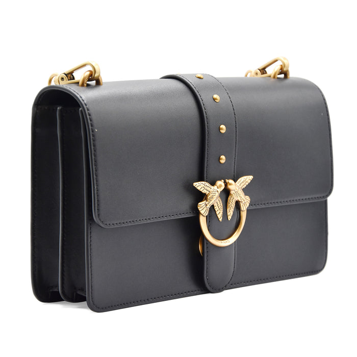Borsa Donna Pinko Love One Classic Nero Antique Gold Morbida