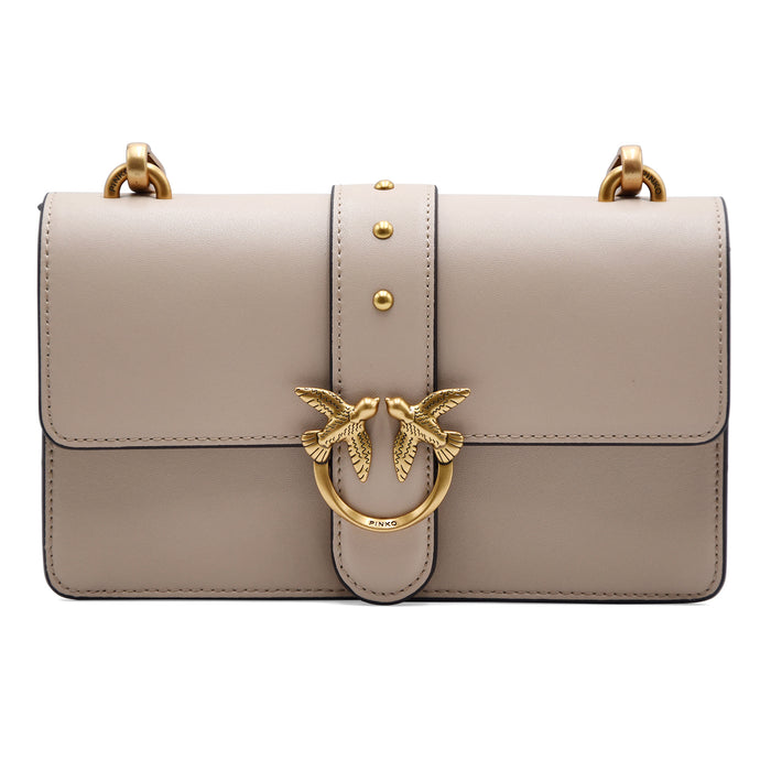 Borsa Pinko Love Bag One Small Beige Antique Gold Strutturata