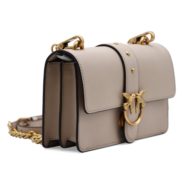 Borsa Pinko Love Bag One Small Beige Antique Gold Strutturata
