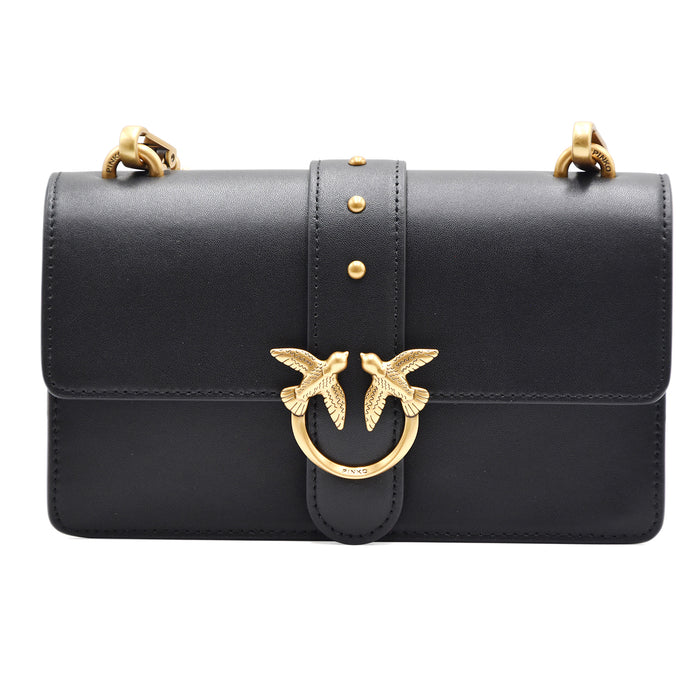 Borsa Pinko Love Bag One Small Nero Antique Gold Iconica Fibbia