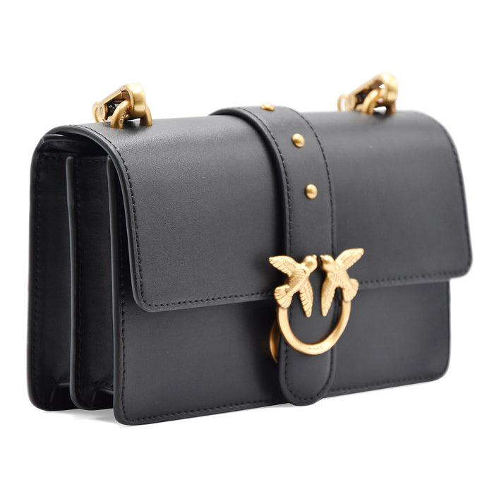 Borsa Pinko Love Bag One Small Nero Antique Gold Iconica Fibbia