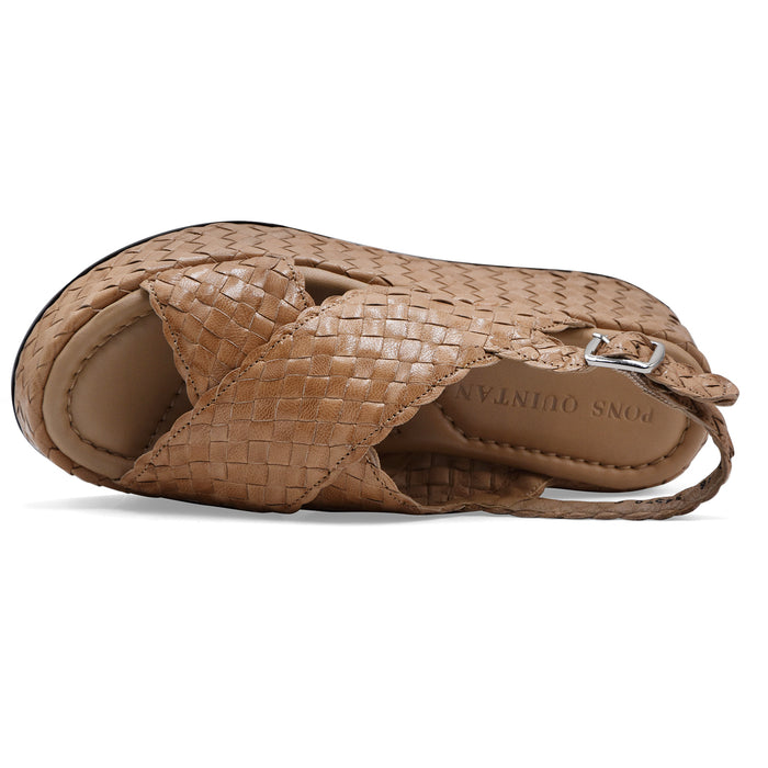 Pons Quintana Sandali Donna MAUI Vera Pelle Intrecciata Beige
